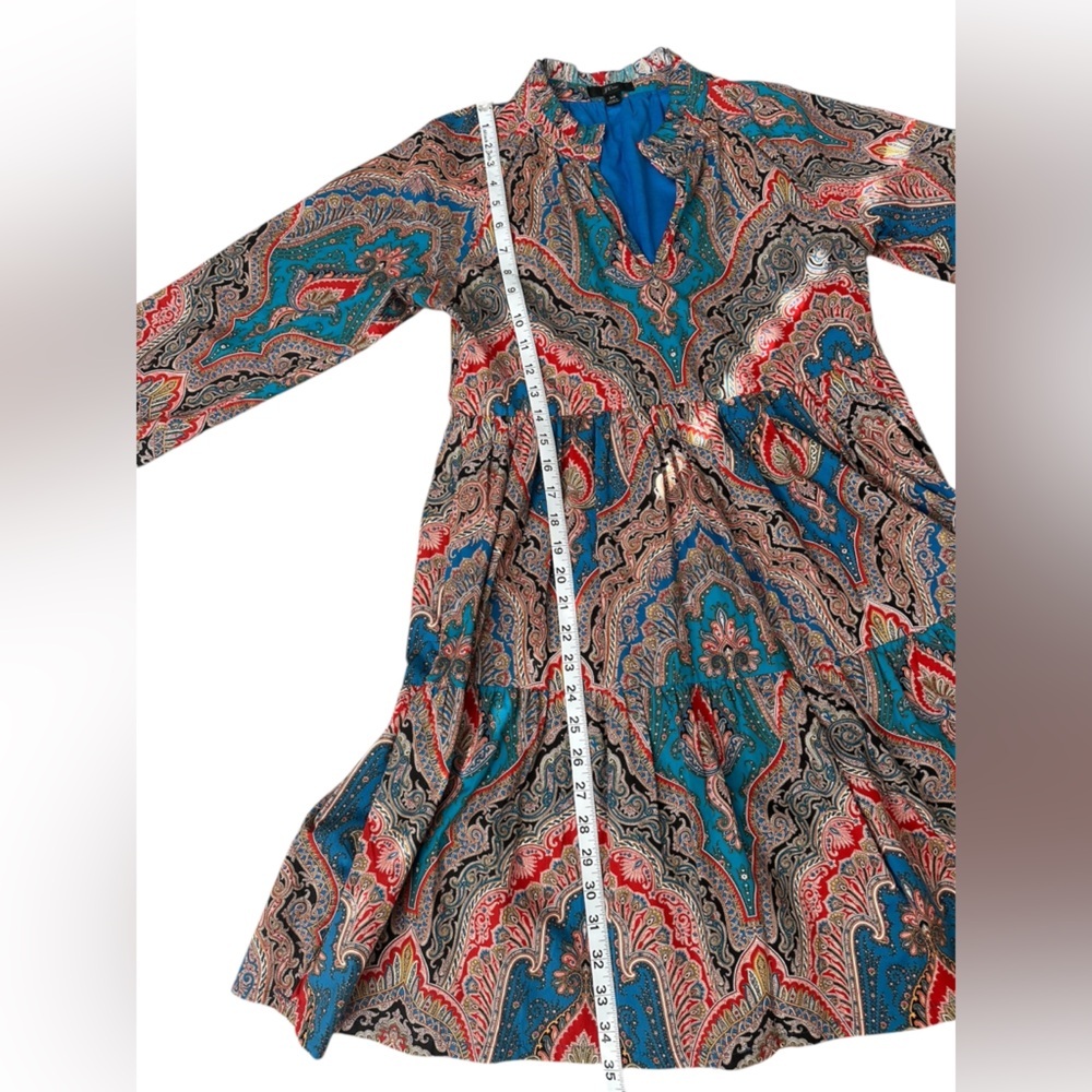 J Crew Rebecca Tiered Poplin Ratti Mediterranean Paisley Print Dress Size XS - Picture 4 of 10